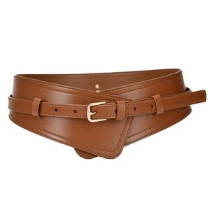 ✨ Chic Tan Leather Waist Belt – Sculpting, Statement Piece ✨ W Sz. M/L